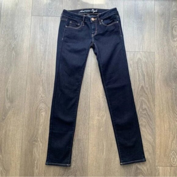 American Eagle Skinny Jeans Stretch Denim Dark Wash Low rise Y2K 2000s Size 2 - Picture 5 of 14